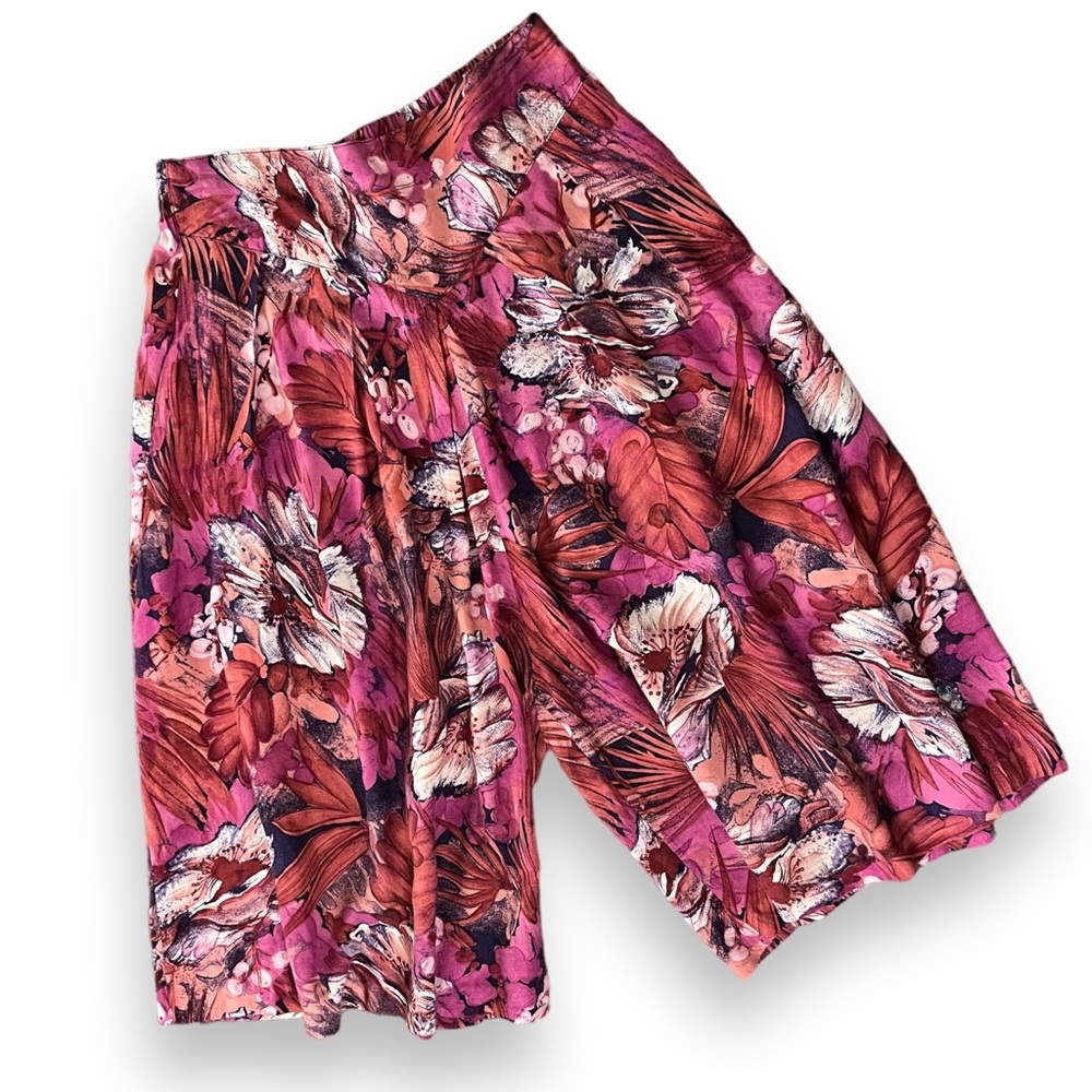 Vintage 80's Floral High Waisted Flared Bermudas Shorts